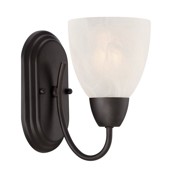 Designers Fountain Torino 5in 1-Light Oil Rubbed Bronze Transitional Indoor Wall Sconce with Alabaster Glass Shade 15005-1B-34 - main